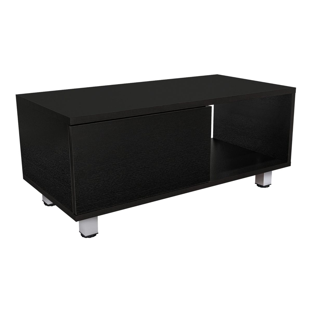 FMFURNITURE - Mesa De Centro 1 Cajon - Negro y Negro 35x80.1x40.1 cm