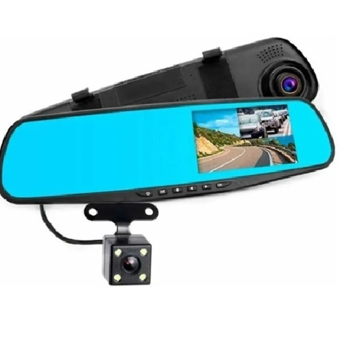 GENERICO - Espejo Retrovisor Auto Con Cámara Frontal y Reversa HD