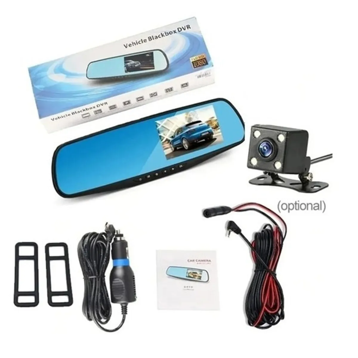 GENERICO - Espejo Retrovisor Auto Con Cámara Frontal y Reversa HD