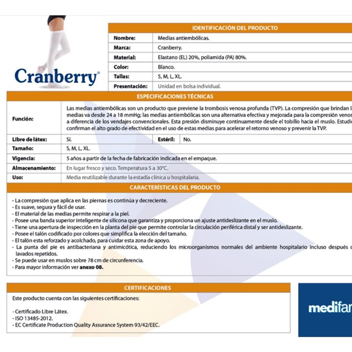 CRANBERRY - Medias Antiembólicas de Compresión Graduada Cranberry Talla L