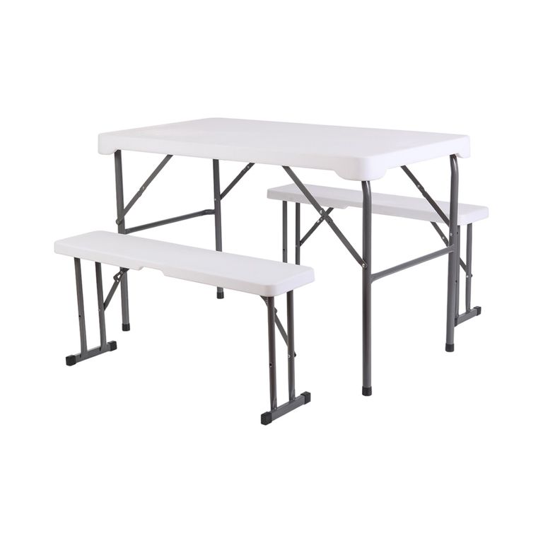 Set Mesa Y Bancos Plegables 113x68.5x73Cm Blanca