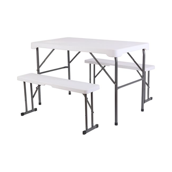 NORTHWEST - Set Mesa Y Bancos Plegables 113x68.5x73Cm Blanca Northwest