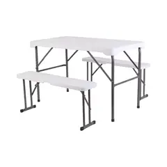 NORTHWEST - Set Mesa Y Bancos Plegables 113x68.5x73Cm Blanca
