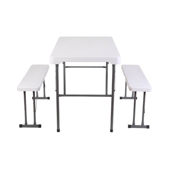NORTHWEST - Set Mesa Y Bancos Plegables 113x68.5x73Cm Blanca Northwest