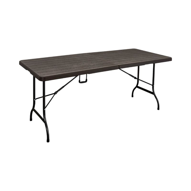 NORTHWEST - Mesa Plegable Rectangular Diseño Madera 180x74 Café Northwest