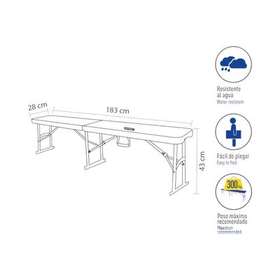 Imagen 2 del producto Banca Plegable 180 Cms Blanca