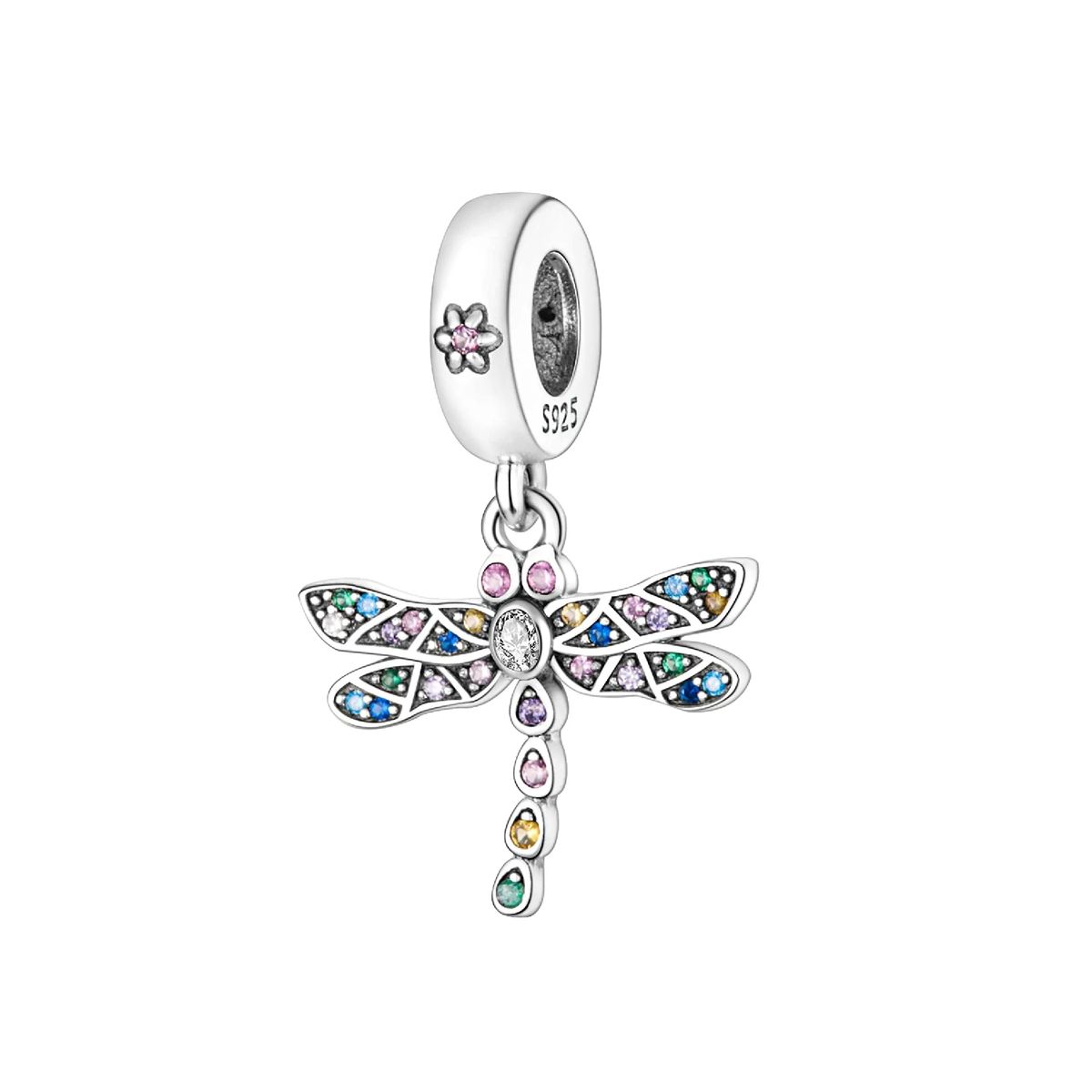 SILVER HEART - Charm Libélula Colorida en Plata Fina 925 SILVER HEART