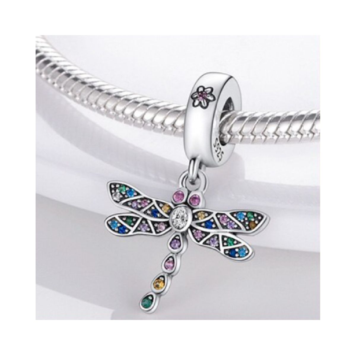 SILVER HEART - Charm Libélula Colorida en Plata Fina 925 SILVER HEART