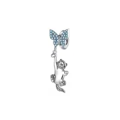SILVER HEART - Charm Gatito y Mariposa en Plata Fina 925