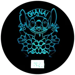 3DILUTION - Lámpara 3d Stitch Ohana Base Reloj USB