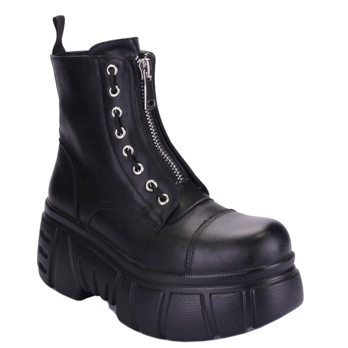 CHALADA - Botin Mujer Negro Plataforma Chalada Nrock-5
