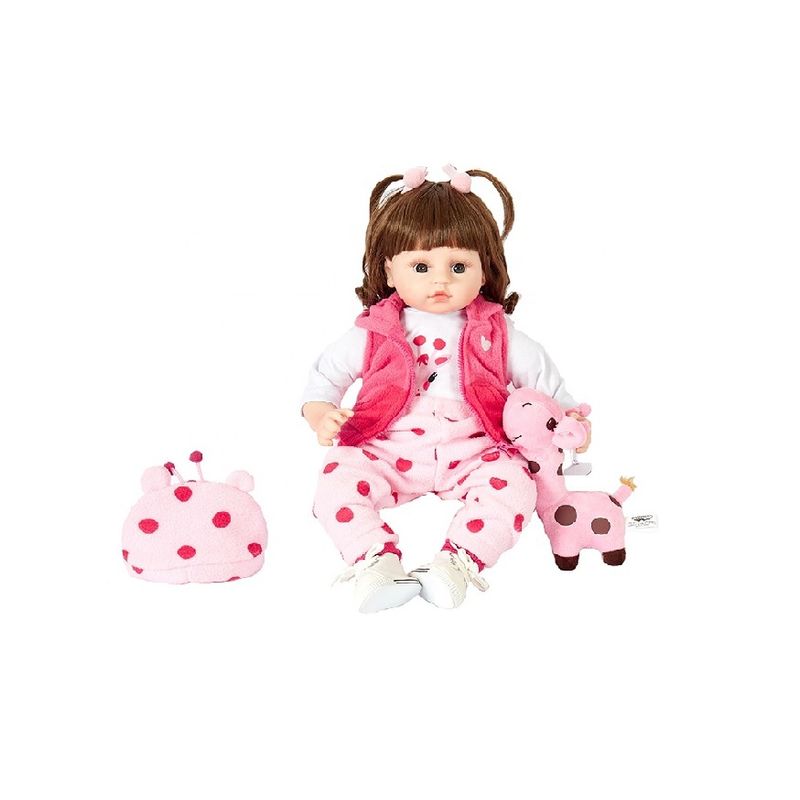 MUÑECAS REBORN - Muñeca Realista Interactiva Jirafa Rosa 48 CM.