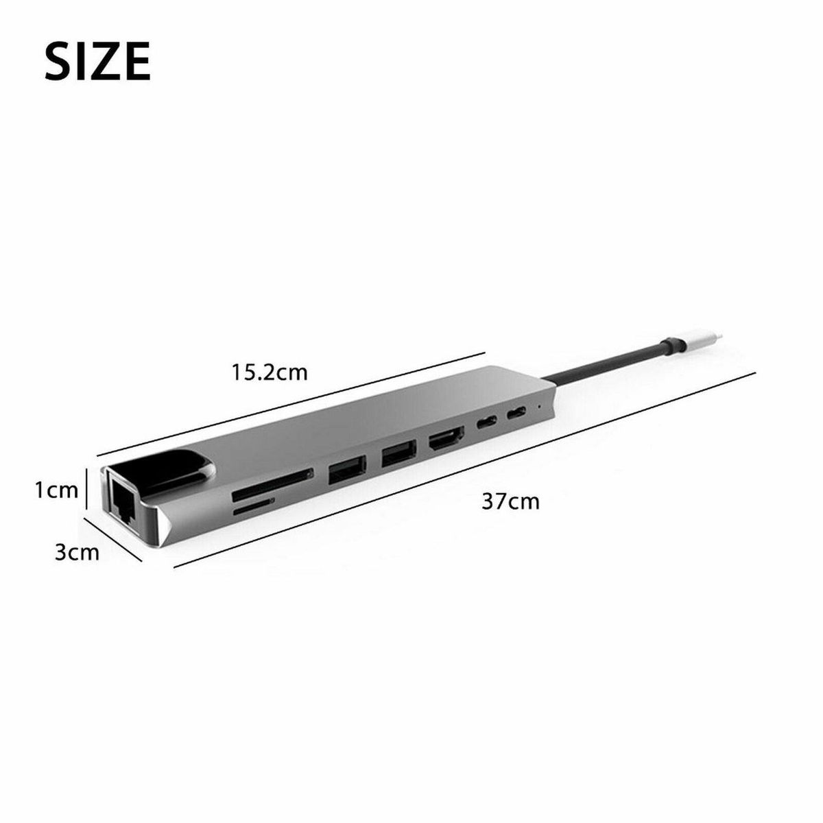 GENERICO - Adaptador Hub Usb Tipo C 8 En 1 Para PC/iPad/MacBook