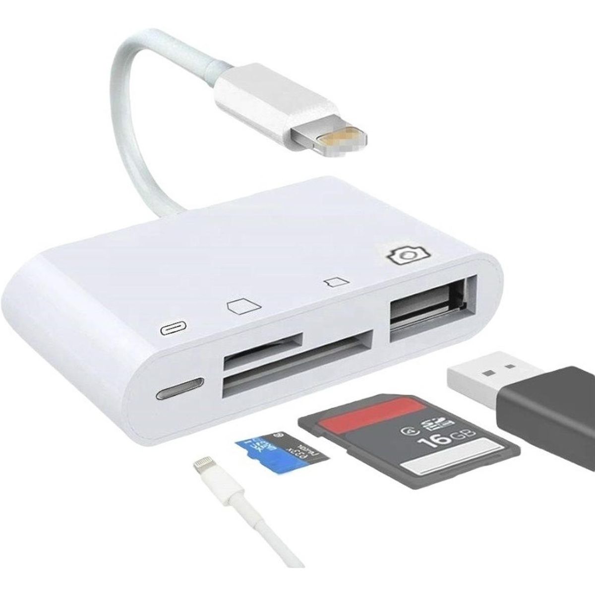 GENERICO - Adaptador Para Lightning A Usb 3.0 Sd/micro Sd