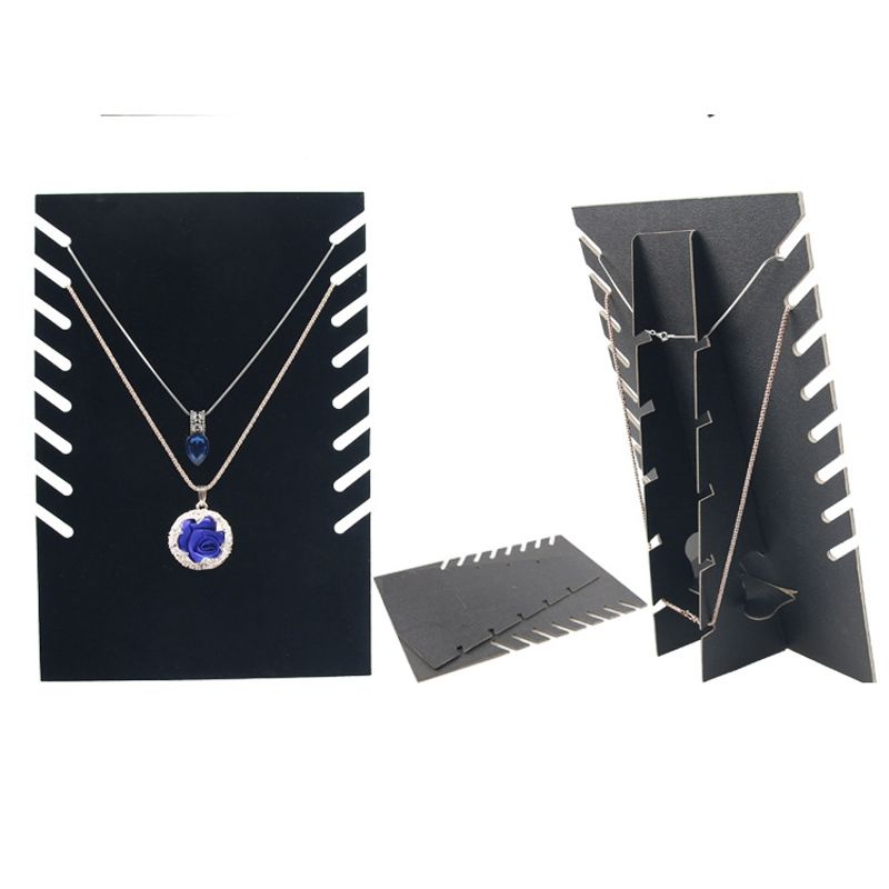 KUANGYE - Exhibidor Mostrario 8 Cadenas Collar Terciopelo Negro Plano