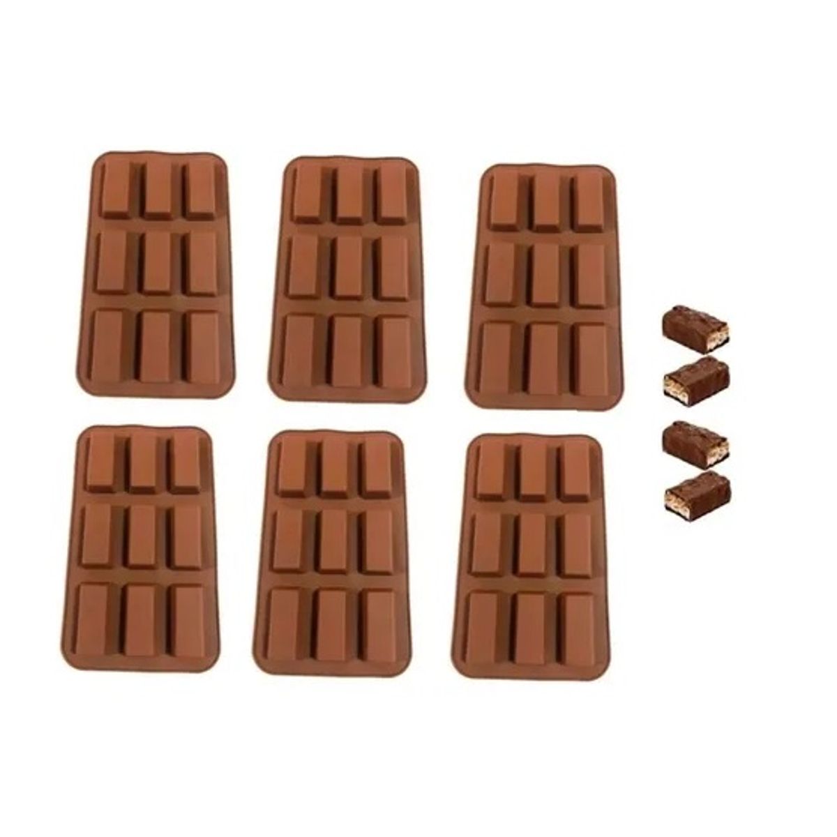 PASTELERIUS - X6 Moldes Silicona Chocolate Molde De Silicona Barra Cereal Moldes Silicona Barra Chocolate Molde