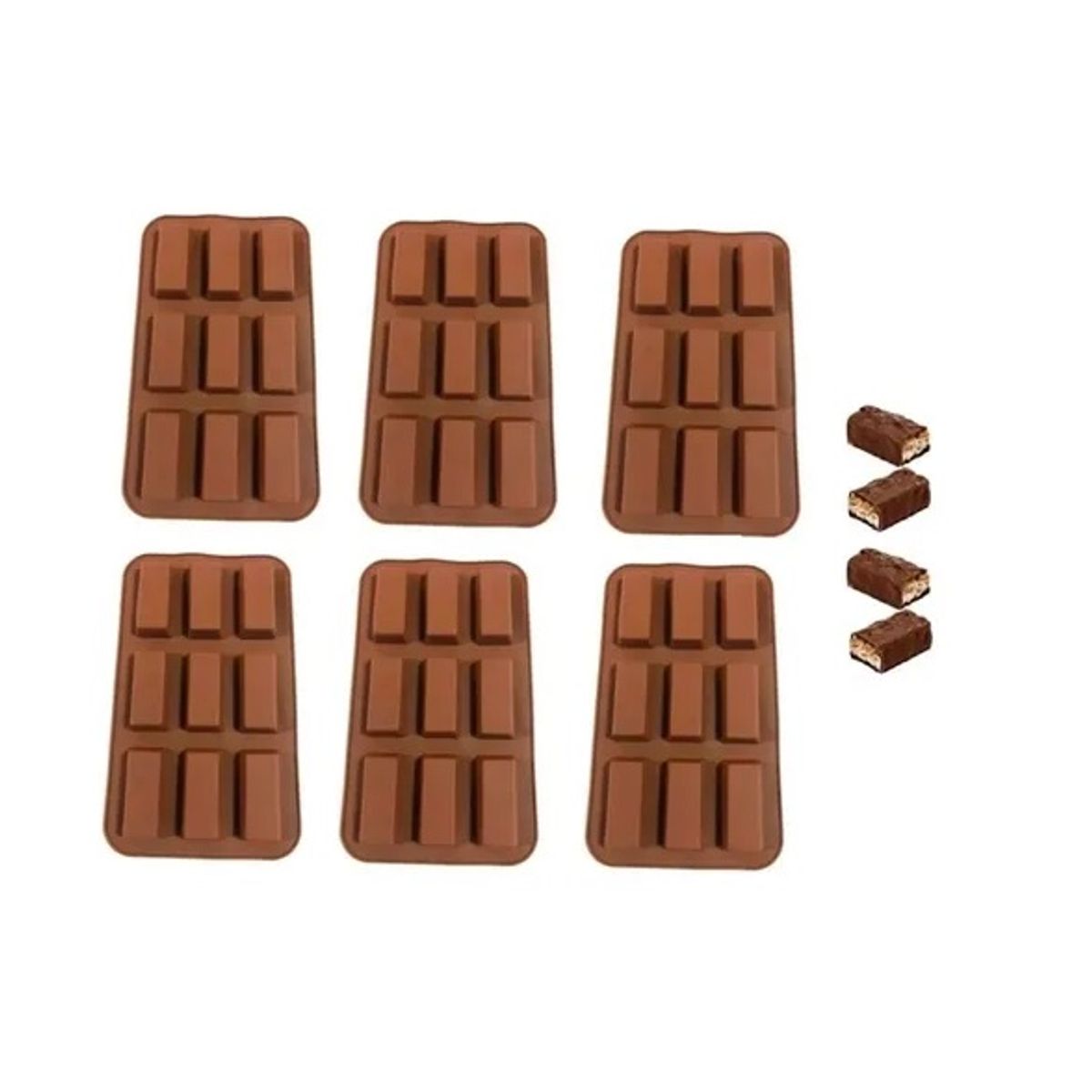 PASTELERIUS - X6 Moldes Silicona Chocolate Molde De Silicona Barra Cereal Moldes Silicona Barra Chocolate Molde