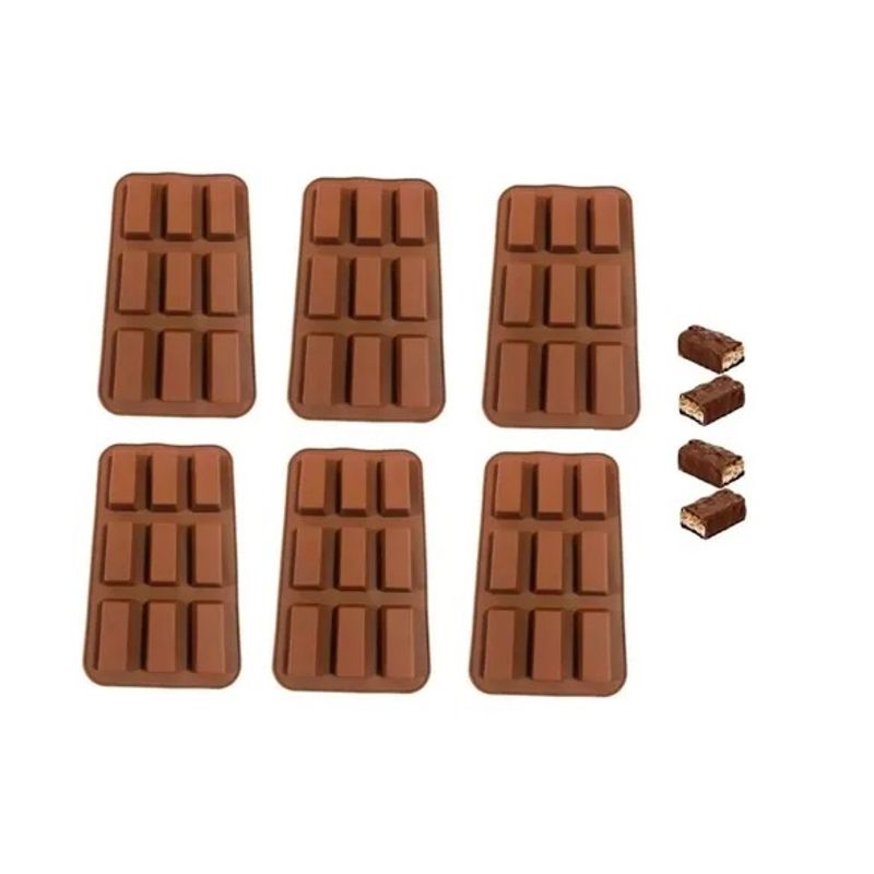 Pasteleria - 6 Moldes Silicona Chocolate Molde De Silicona Barra Cereal
