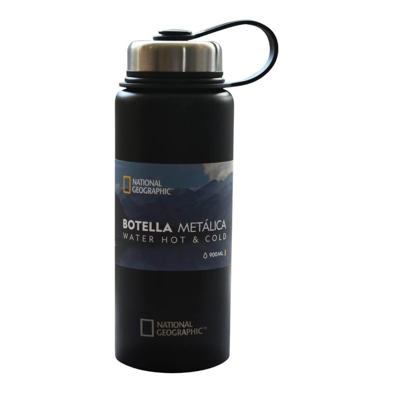NATIONAL GEOGRAPHIC - Botella Y Tapa Metalica National Geographic 900Ml Negra