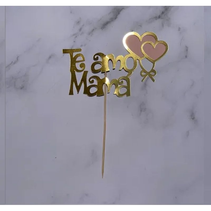 GENERICO - Topper Torta Te Amo Mamá Corazones