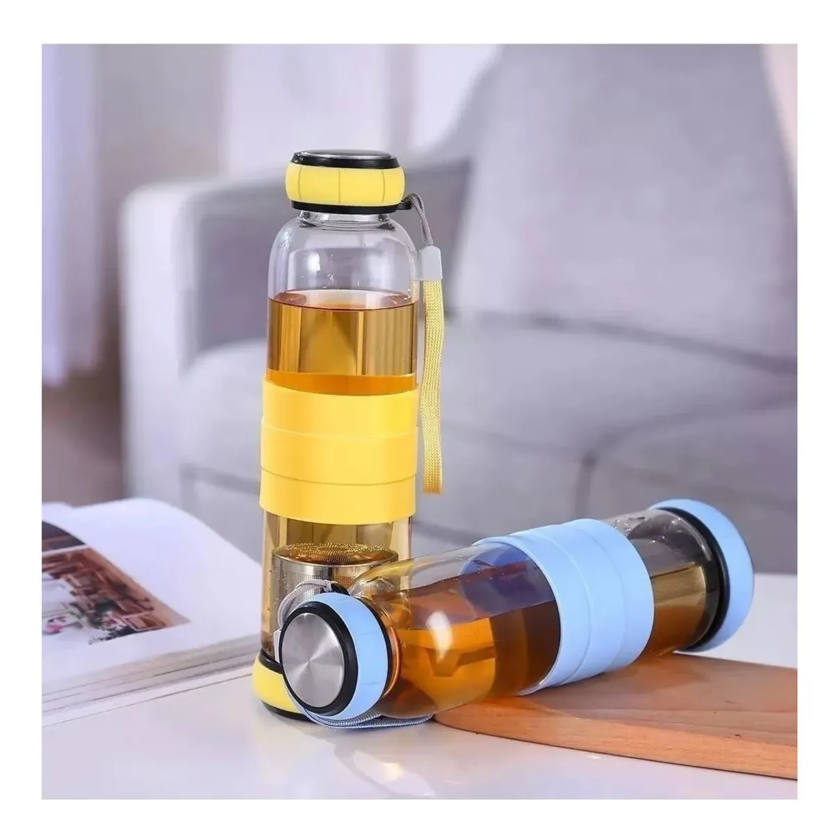 GENERICO - Botella De Vidrio 420 Ml Té Infusión + Funda.