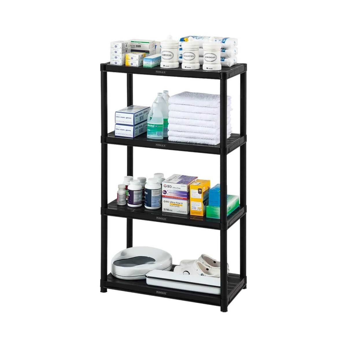 RIMAX - Estante Repisa Rack plastico 4 Niveles 71x38 x129cm Rimax