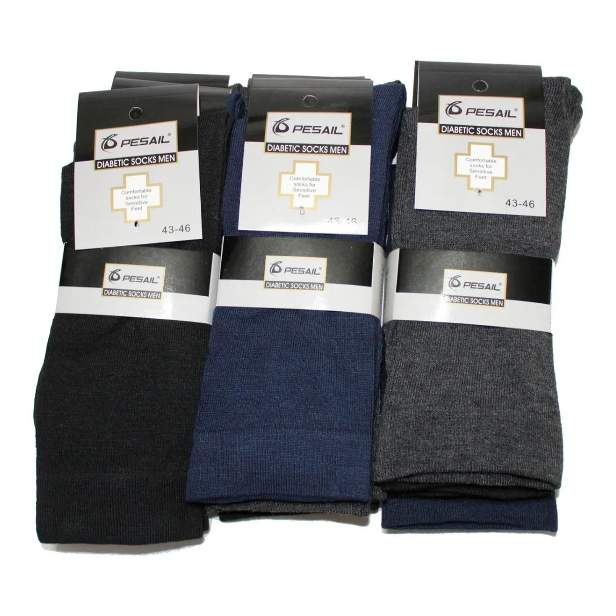 GARSIL - 6 Pares Calcetines De Algodon Sin Costuras Hombre - Pie Diabeticos