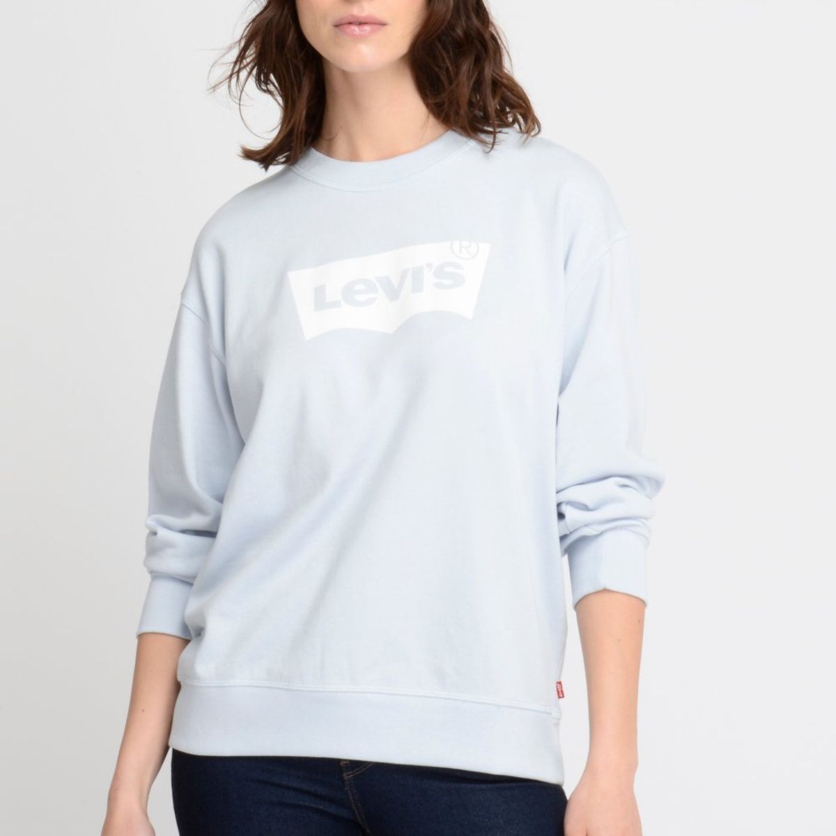 LEVIS - Polerón Mujer Liso con Logo Celeste Levis