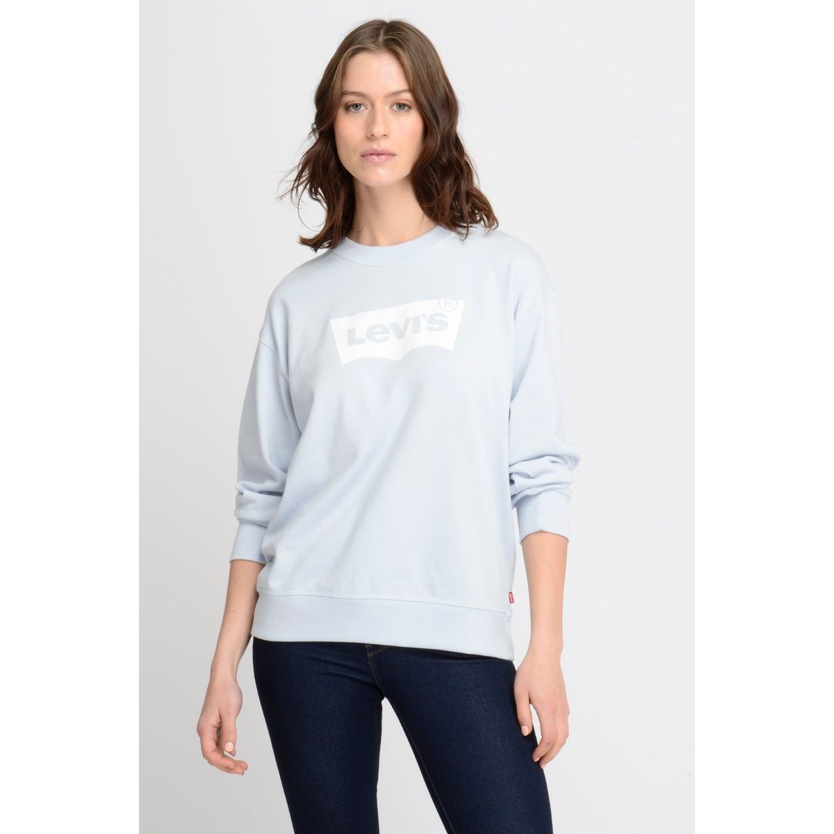 LEVIS - Polerón Mujer Liso con Logo Celeste Levis