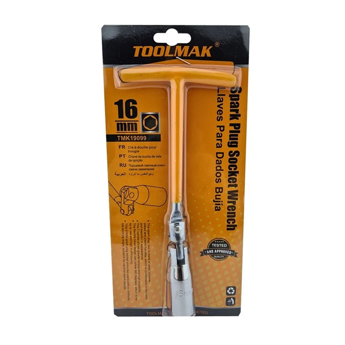 GENERICO - Llave Dado Saca Bujia Auto 16mm Toolmak Tmk19099