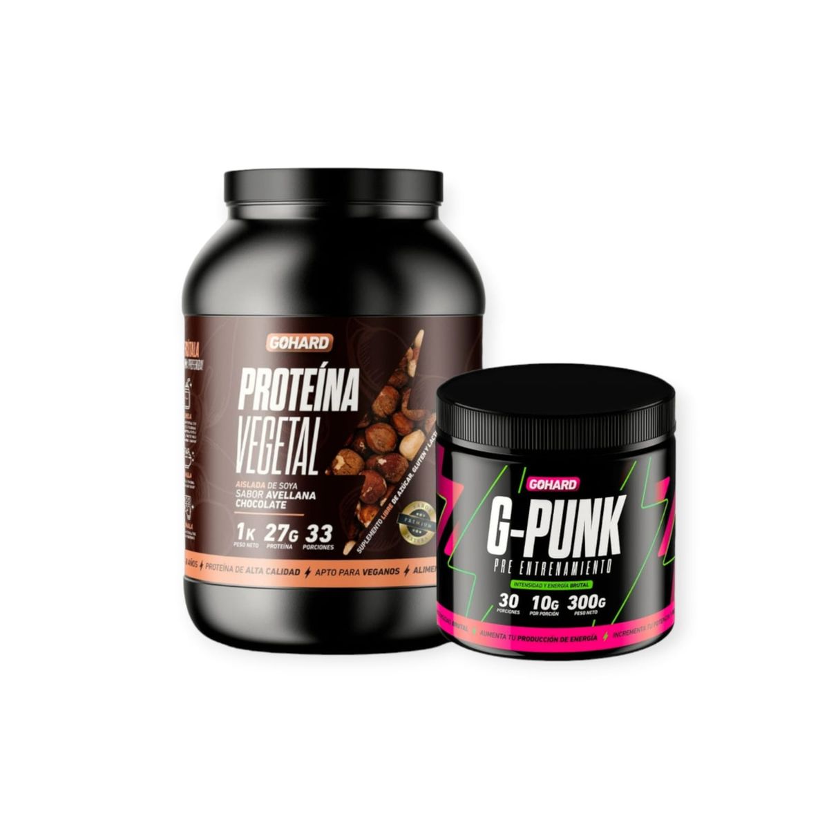 GOHARD - PROTEINA 1KG AVELLANA CHOCOLATE & PRE ENTRENO G-PUNK 30 SV - GOHARD