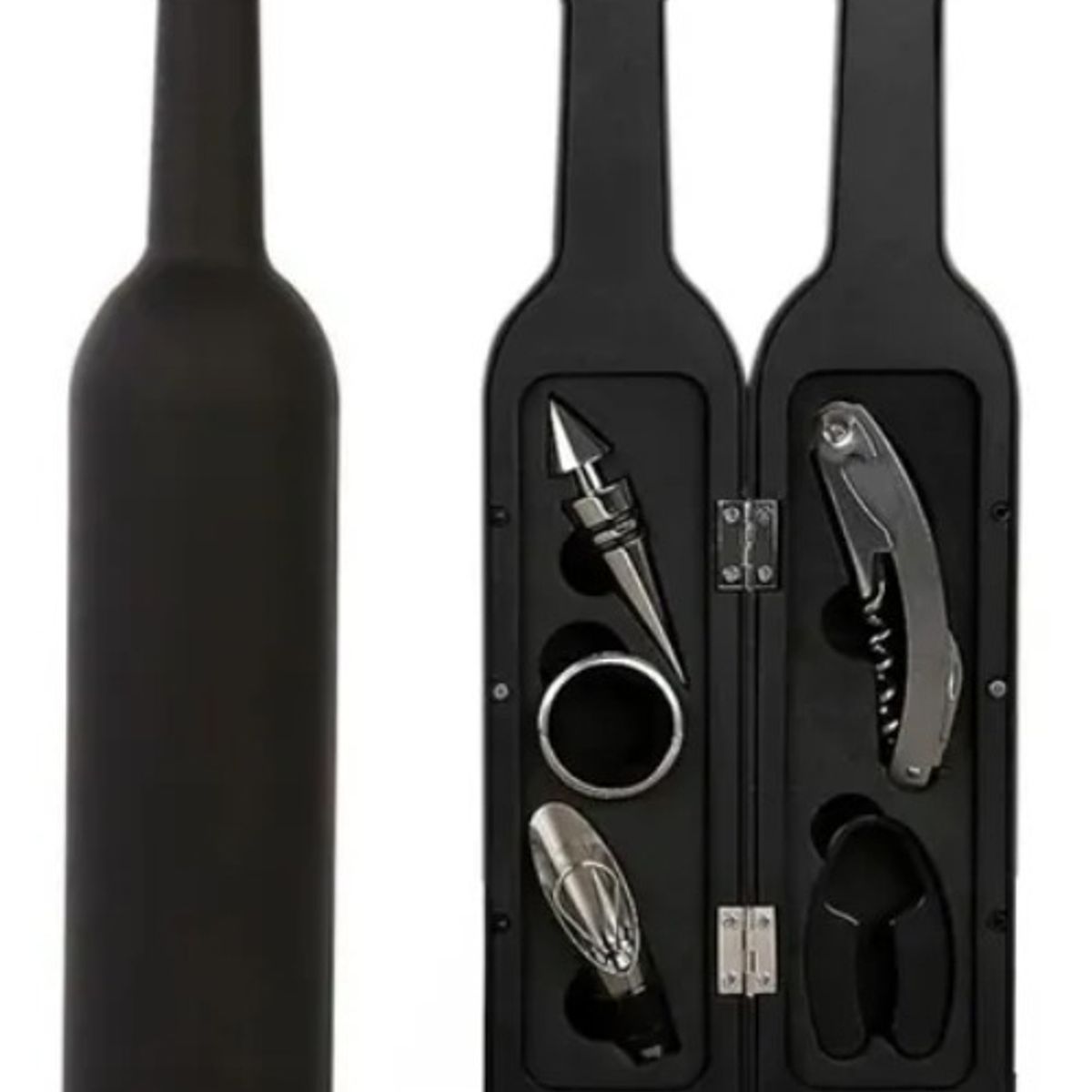 GENERICO - Set Kit 5 Pcs Sacacorcho Descorchador + Estuche Botella Vino.