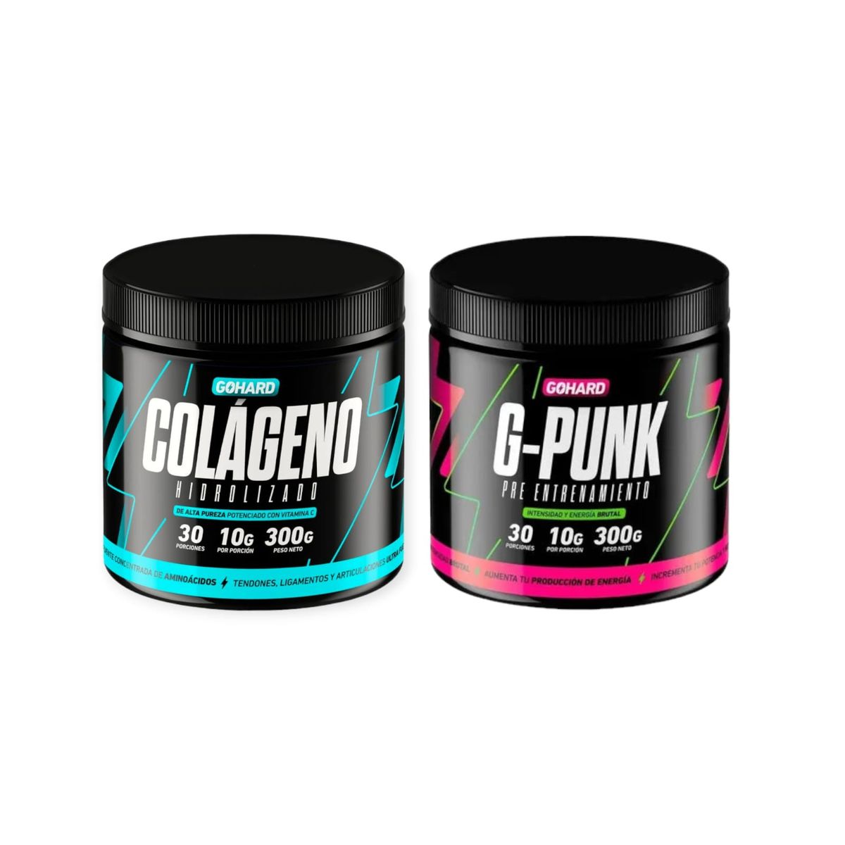 GOHARD - COLAGENO GOHARD 30 SERV 300GR & PRE ENTRENAMIENTO G-PUNK 30 SERV