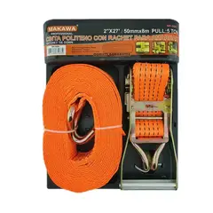 MAKAWA - Eslinga Cinta Amarre Con Ratchet 2 Pulgada X 27 Ft