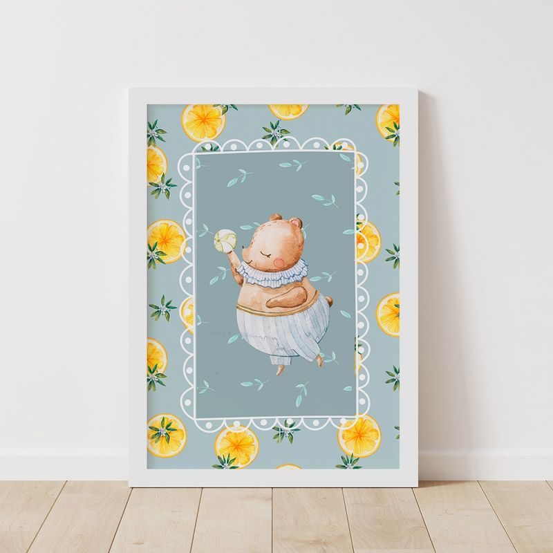 DECORACION PAJARITO - Cuadro decorativo Infantil Oso y Naranjas