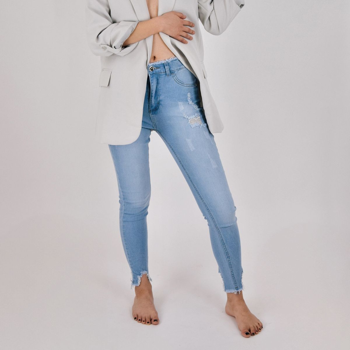 GENERICO - Jeans de mujer skinny elasticado destroyed Msco Jeans