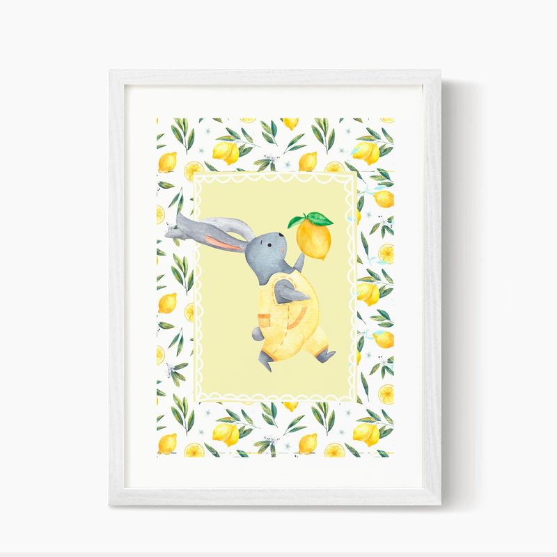 DECORACION PAJARITO - Cuadro decoración infantil Conejo y Limones