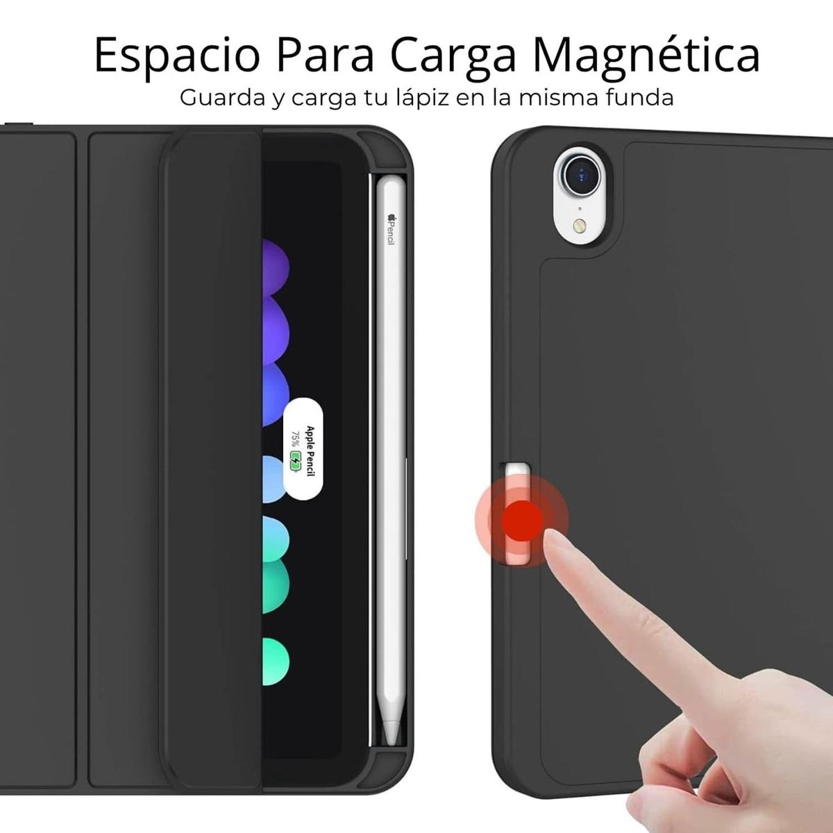 GENERICO - Funda Para iPad Mini 6° Generación 2021 Ranura Lápiz - Negro
