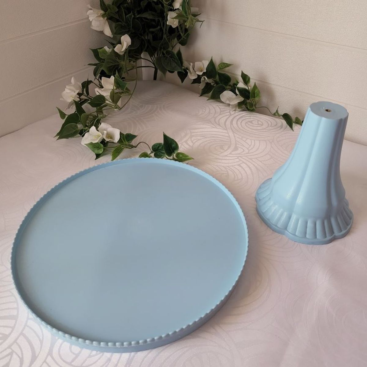 GENERICO - Porta Torta tipo Alzador Redondo Con Tapa 32cm - Celeste