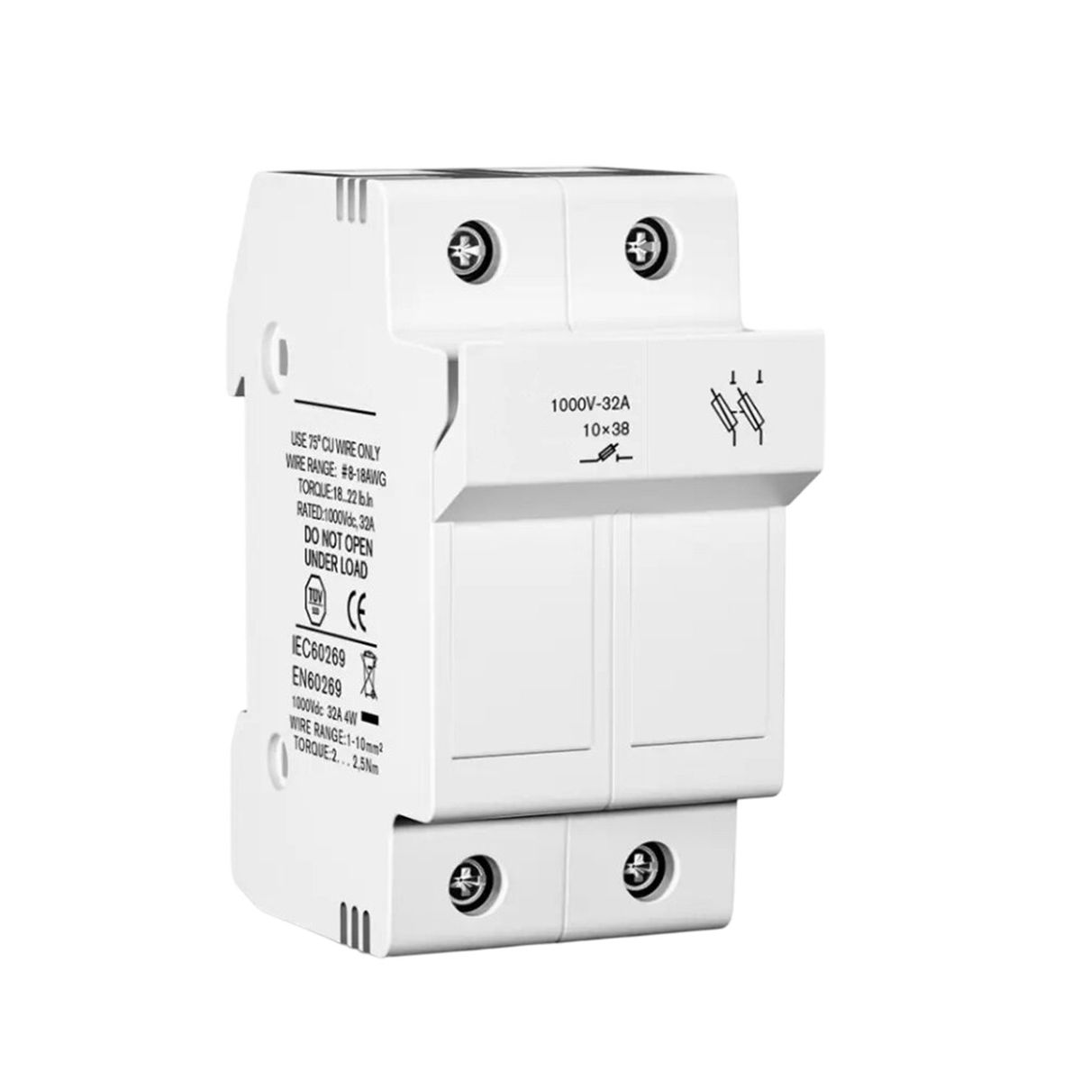 SOLIOT - Portafusible Solar 2 Polos 1000vcc 10x38mm