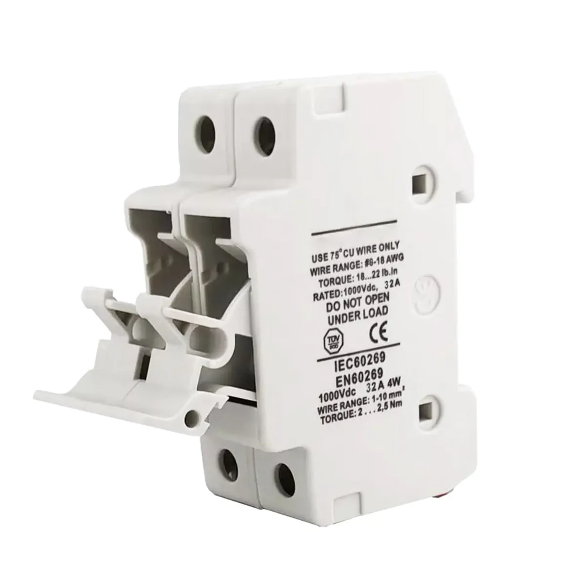 SOLIOT - Portafusible Solar 2 Polos 1000vcc 10x38mm