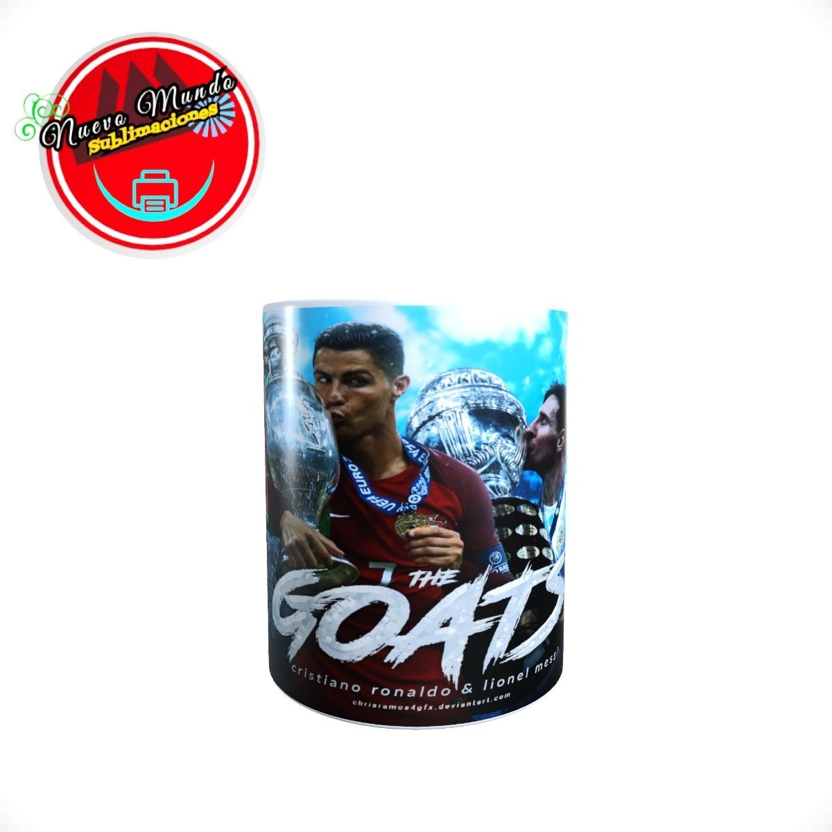 GENERICO - Taza Blanca De Copas De Messi Y Cristiano