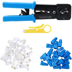 KUANGYE - Alicate Prensa Conector Cat6 Ez Rj45 Con Pelacables Y 50 Conectores