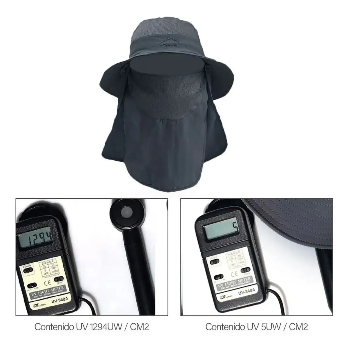 KUANGYE - Gorro Pescador Protección Seca Uv Integral Rostro Y Nuca