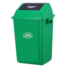 ALL CLEAN - BASURERO 60 LITROS TAPA VAIVEN VERDE