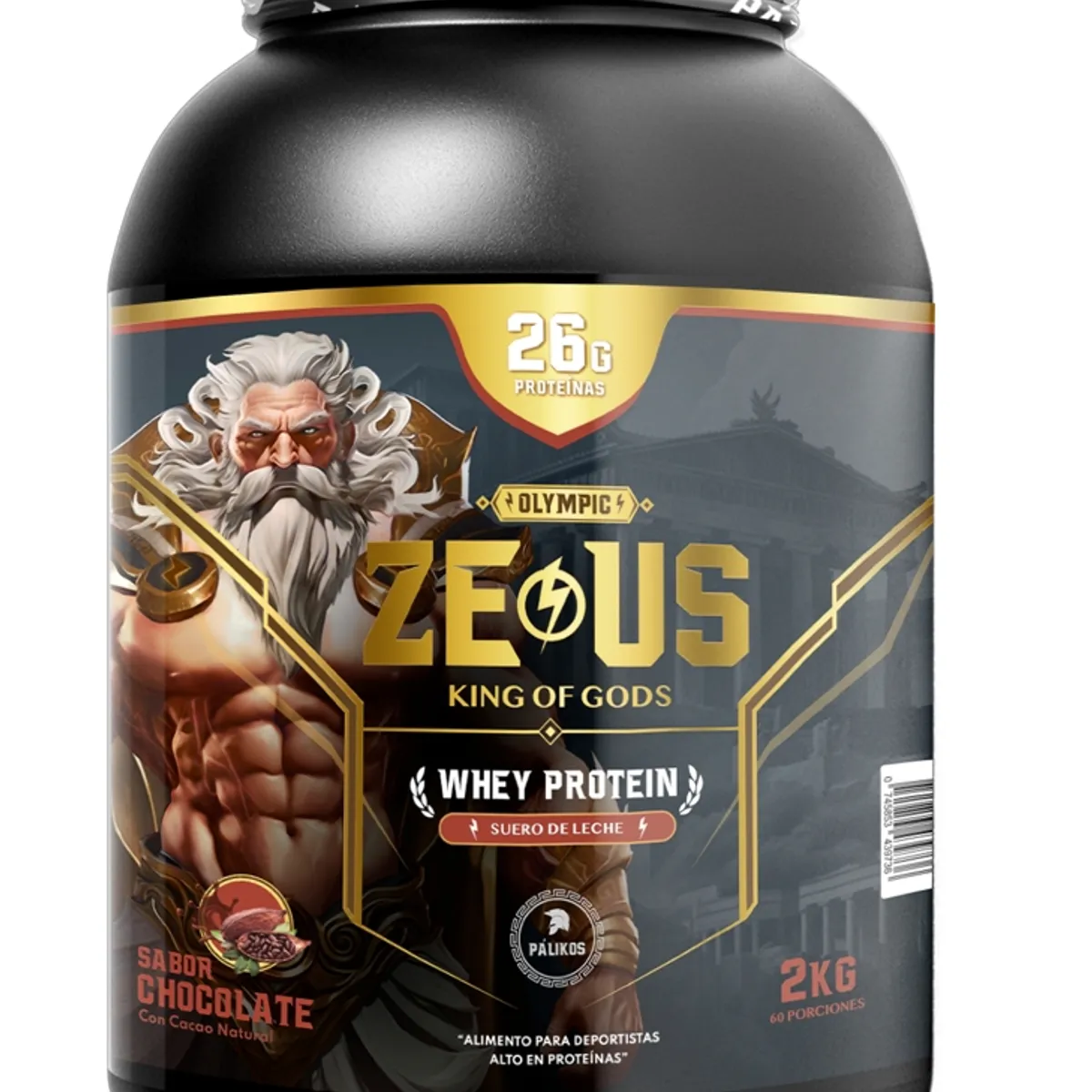 PALIKOS FITNESS - 100 Whey Protein Zeus 2kg Chocolate 60 servicios