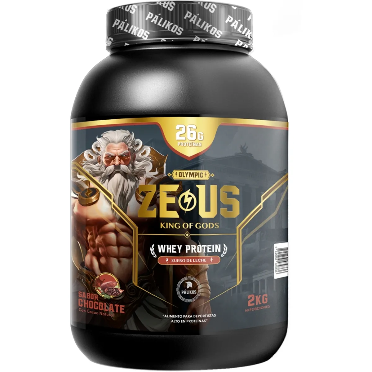 PALIKOS FITNESS - 100 Whey Protein Zeus 2kg Chocolate 60 servicios