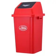 ALL CLEAN - BASURERO 60 LITROS TAPA VAIVEN ROJO