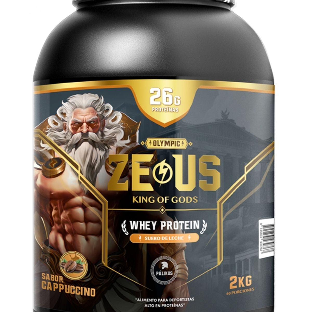 PALIKOS FITNESS - 100 Whey Protein Zeus 2kg Cappuccino 60 servicios