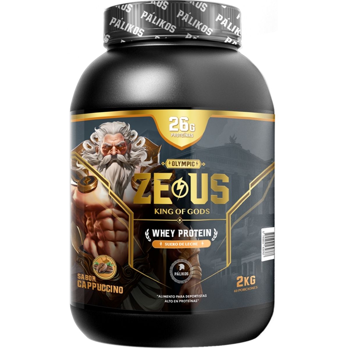 PALIKOS FITNESS - 100 Whey Protein Zeus 2kg Cappuccino 60 servicios